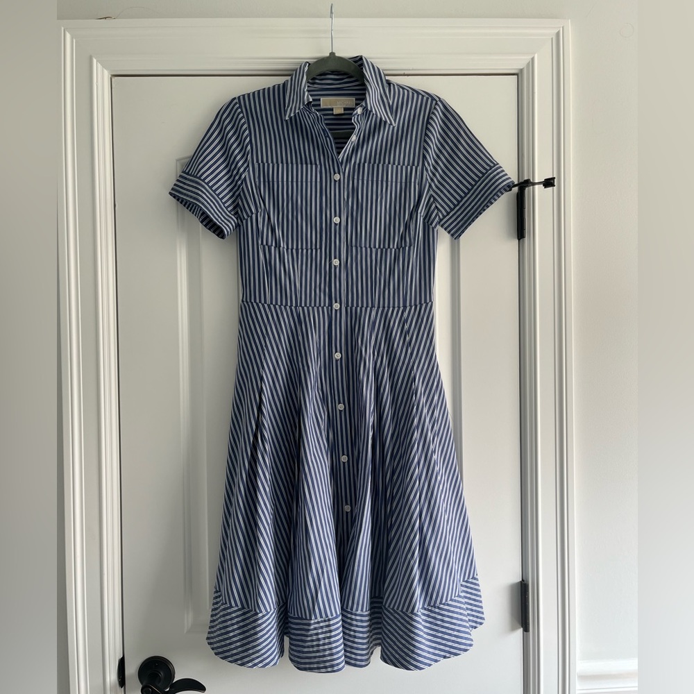 Blue and white striped Michael Kors dress